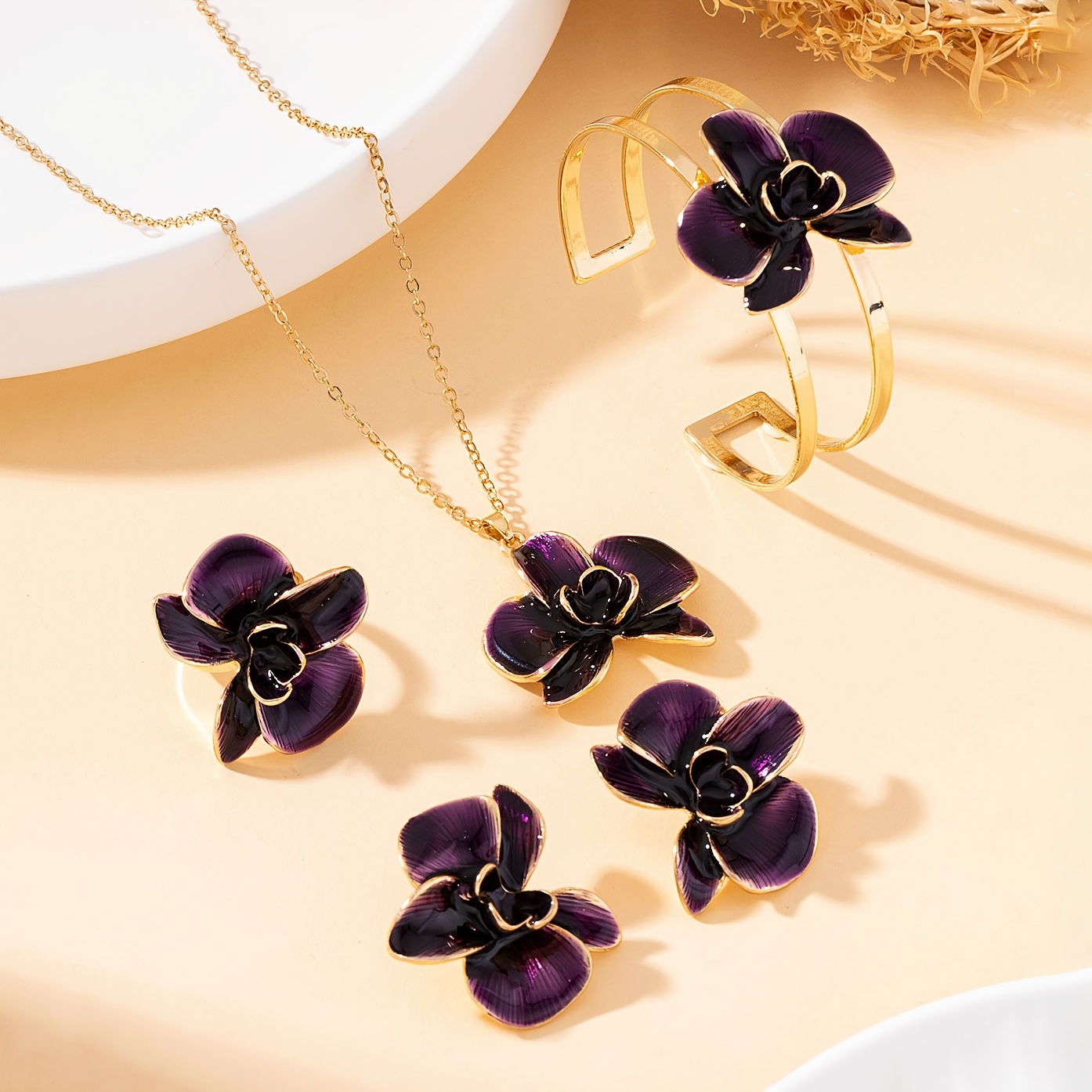 5pcs Gentle Summer Orchid Jewellery Set